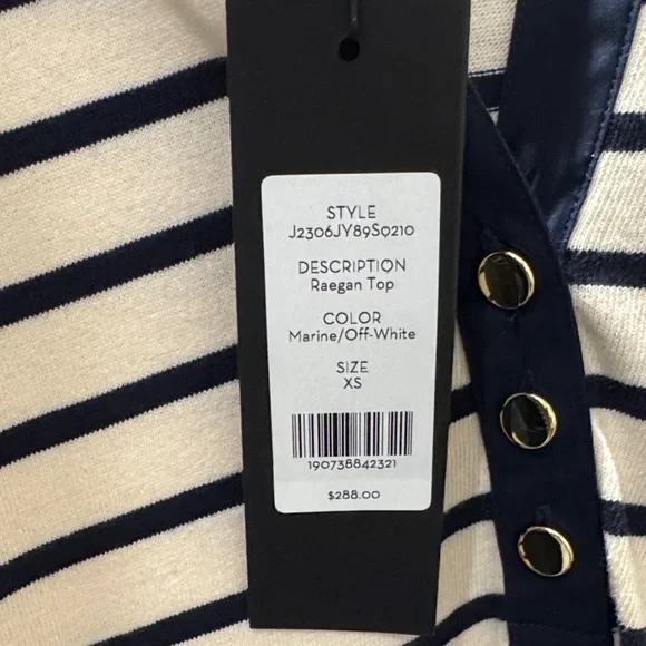 Veronica Beard Raegan Short Puff Sleeve Striped Top NWT - Picture 6 of 7